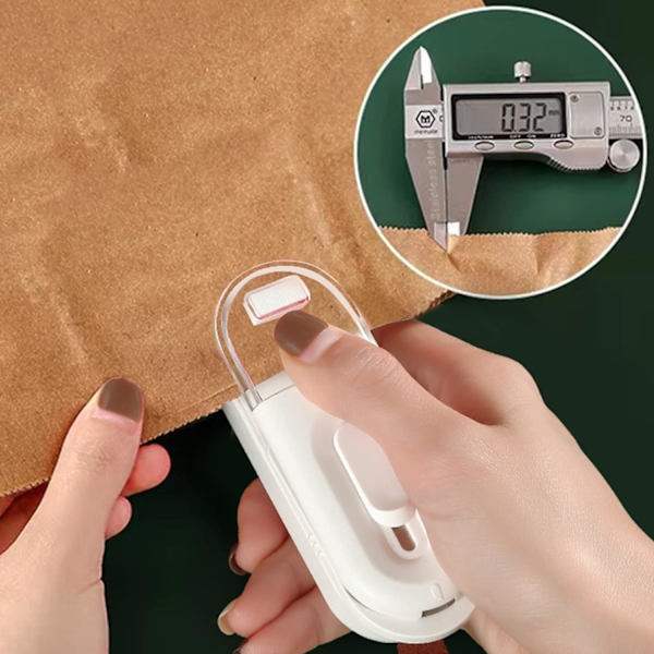 2 in 1 Mini Sealer (Valkoinen), Kannettava Muovipussien Sulkija