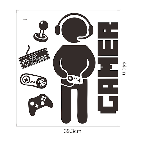 Gamer Boy -seinätarra, videopelien seinätarrat, irrotettava