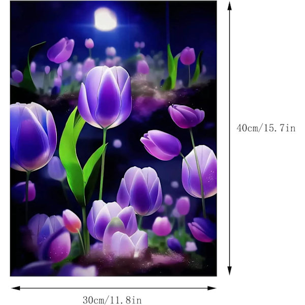 30x40cm, TULIP 5d timanttimaalattu strassi-kirjontakanvas