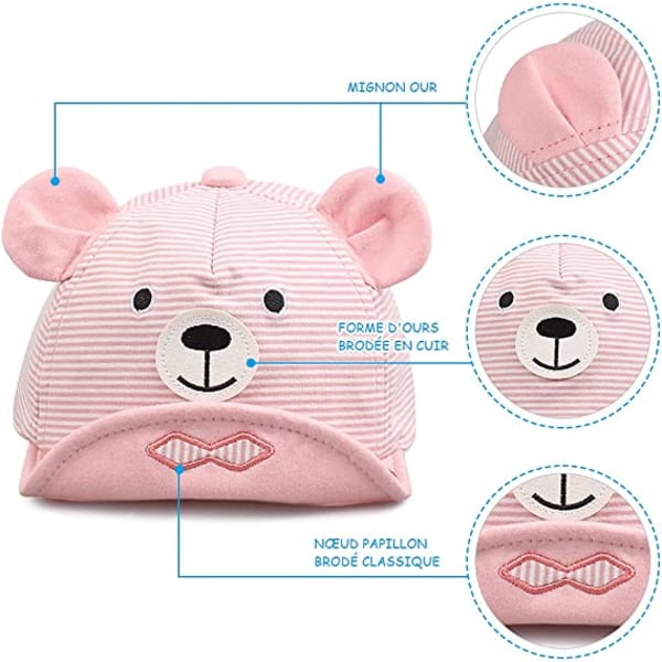 Söpö baby hattu 3-15 kk (raidallinen karhu - vaaleanpunainen, hattu Circu