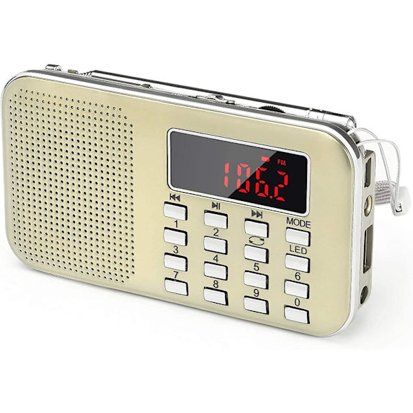 Mini-taskuradio Led-taskulampulla, digita