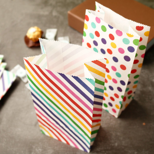 50 Rainbow Paper Bag 7 Color Twill Rainbow Gavepose Farve Do