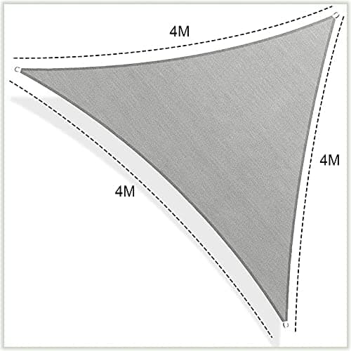 Skygge seil, 4x4x4 Triangular skygge seil, UV-beskyttelse, hage S