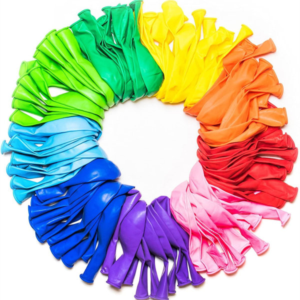 100 stk ballonger regnbue 12 tommer, assortert lyse farger, laget