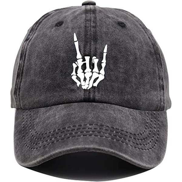Handske Hatt, Skalle Finger Baseball Cap Justerbar Tvättat Sliten