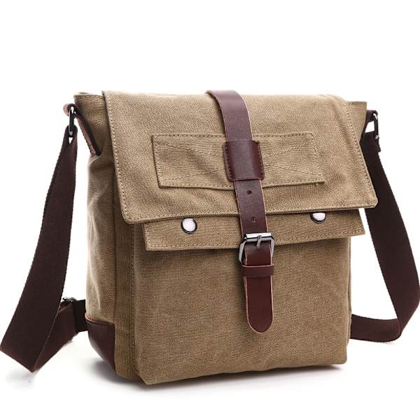 Herr Canvas Axelväska (Kaqi) Messenger Bag Canvas Väska Axelväska 16 Tums Datorväska Messenger Bag