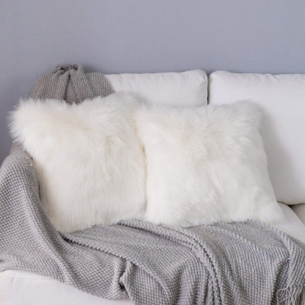 2 x pudebetræk, luksus imiteret pels, polstret sofa, soveværelse,