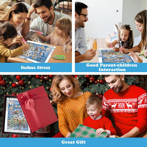 Julklapp Diamantmålning Kits för Vuxna, 30x40cm Vinter 5D Diamantmålning, Diamantkonst Snölandskap för Nybörjare, DIY Full Borr Diamantkonst och Hantverksmålning för Heminredning