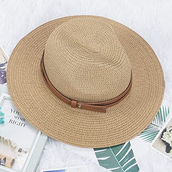 Halmhatt Dam Vikbar Bred Brätte Solhatt UV-skydd Hatt wit