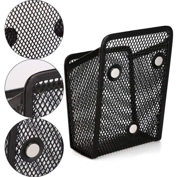 2 stk. magnetisk net penneholder, magnetisk opbevaringskurv, sort