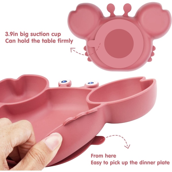 Rosa - 5-delte babyplater laget av sklisikker silikon med suge