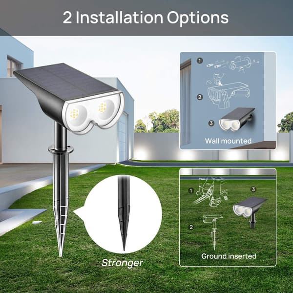 Utendørs solcelled spotlight, IP67 vanntett LED solcellelys, 650LM