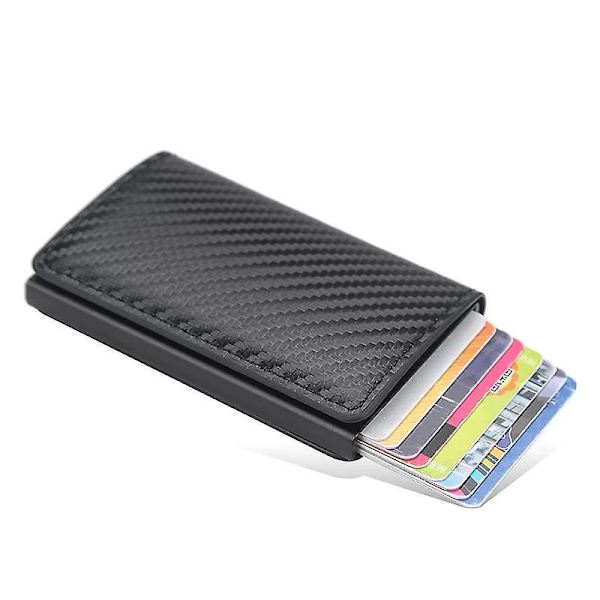 Kolfibr RFID - NFC-skydd Läder Plånbok Kortfodral 6st