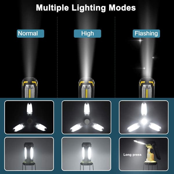 Campinglampe, LED bærbar lommelygte 6 tilstande, USB-drevet, Super Br