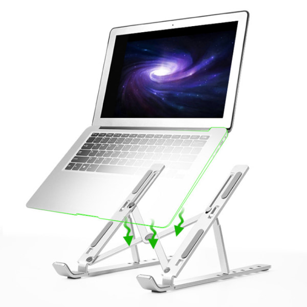 1 stk. (sort) bærbar computerstand, justerbar aluminium ventileret bærbar computer