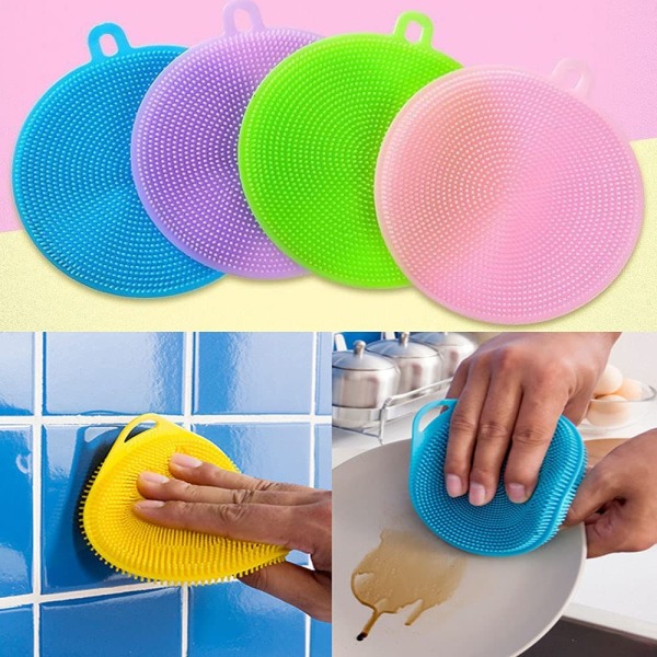 4 stk silikone opvaskebørste, antibakteriel silikone opvaskemaskine Spon