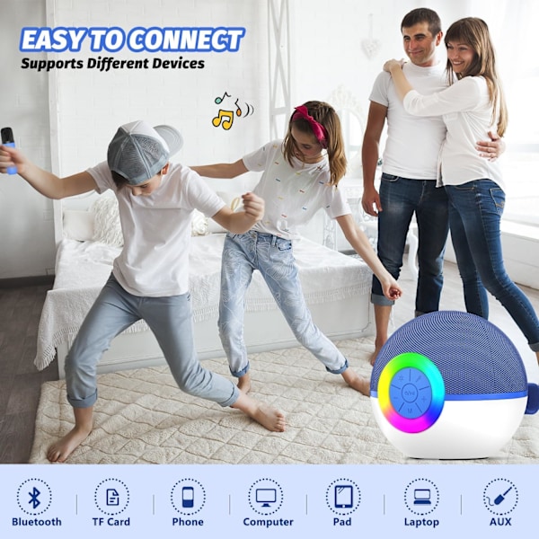 Mini Karaoke-laite lapsille ja aikuisille, kannettava Bluetooth-kaiutin 2 langattomalla mikrofonilla (sininen)
