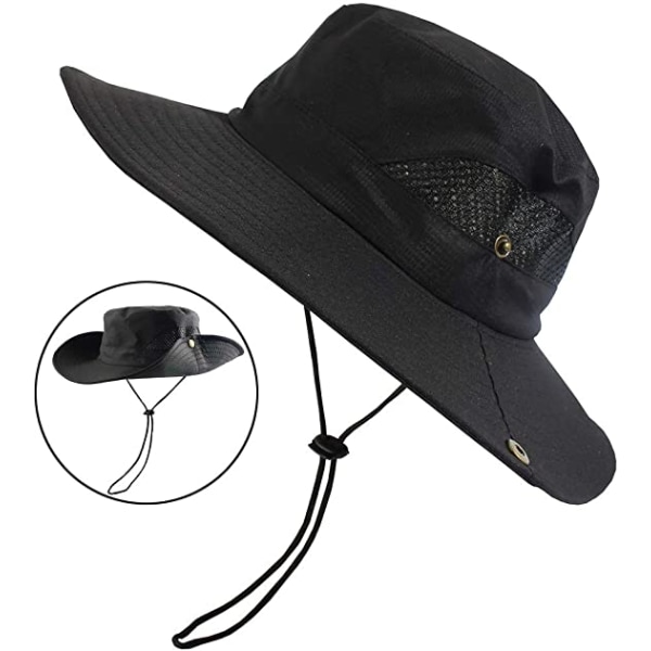 Andningsbar bred hatt utomhus UPF 50+ solskydd mesh safari C