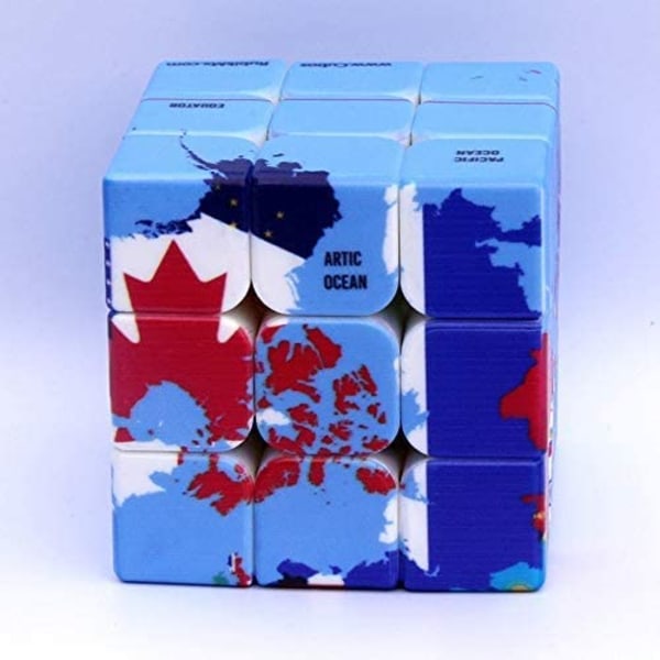 Speed Cube World Map Design Magic Cube Puzzle, IQ Game Puzzl