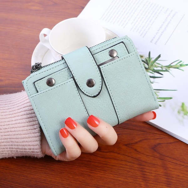 (Light Green) Women's retro frosted trifold wallet, fashionable s