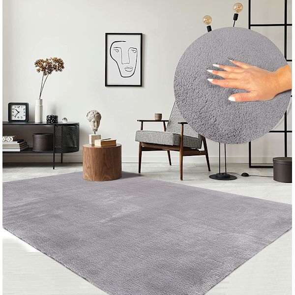 Grå,Relax Modern Kort-Luggs Mjuk Matta, 80 x 160 cm Halkskyddad Bott