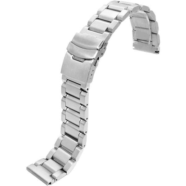 Kiinteä kaksisävyinen teräsranneke 24mm hopeanhohtoinen ruostumaton metalli watch Rep