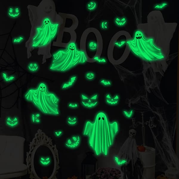 2 kpl Ghost PET -kalvoa Uusi Halloween Luminoidut Tarrat Ghost Fa