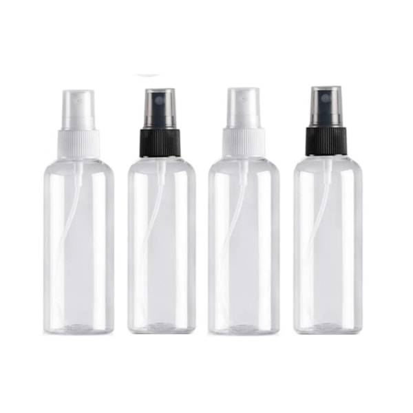 4 stk. 100 ml sprayflaske, gennemsigtig genanvendelig tom rejseflaske