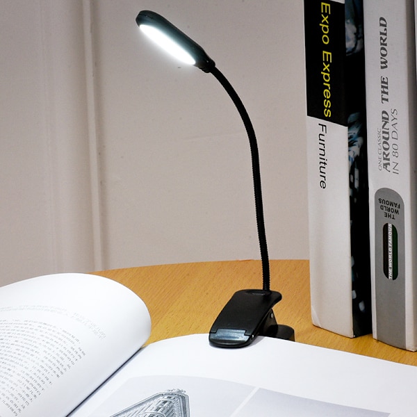 Læselampe, LED-læselampe genopladelig klipslampe, boglampe lysstyrketilstande farver, læselampe til læsning i sengen, rejse