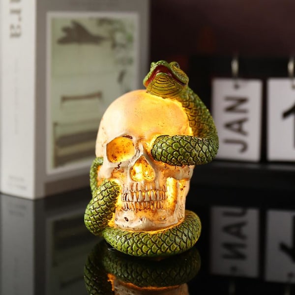 Snake In A Skull Ornament Halloween Resin Ornament Decoration Ha