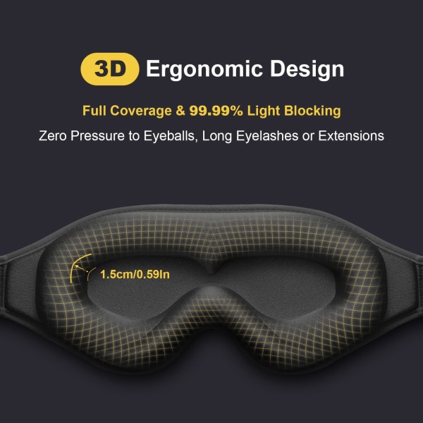 Hopeanharmaa-3D-unimaski, yönaamio, silmänaamio, cover S:lle
