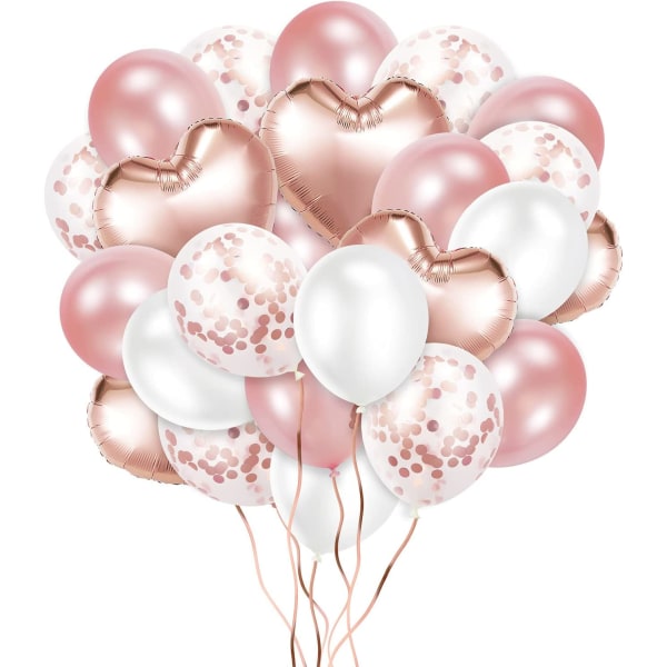 Rosa guld set, 48 st ballonger set med konfettiballonger