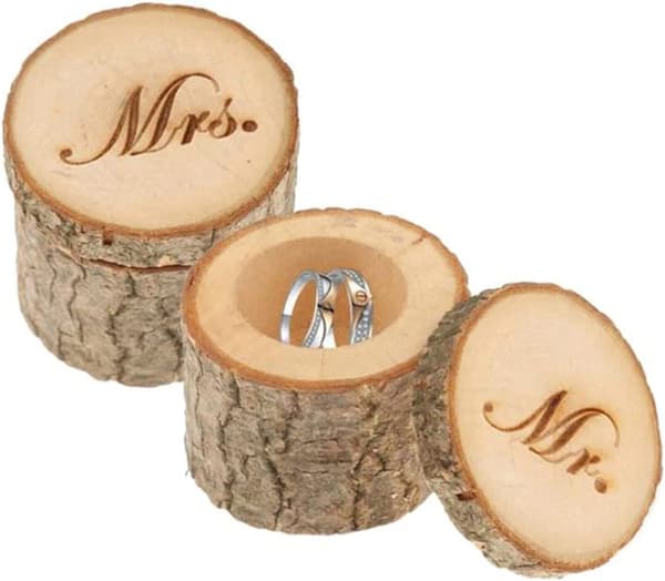 Träringlåda 2 st Bröllopsband Ringlåda Träbox för Weddi