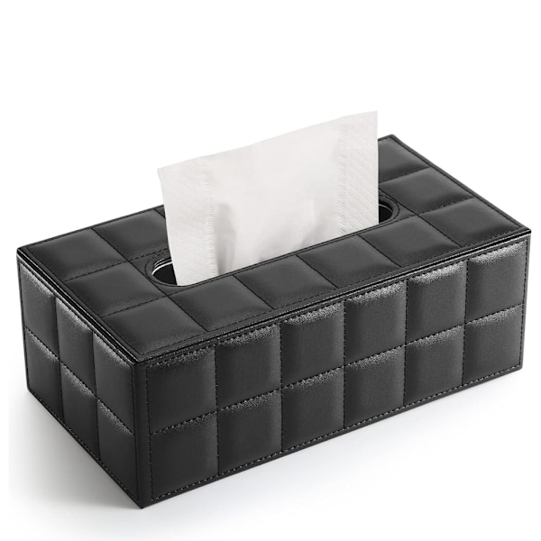 Rektangulär Tissue Box i Läder - Svart - 1 st