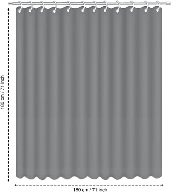 Enkel del (beige, 180 x 180 cm) duschdraperi utan perforering