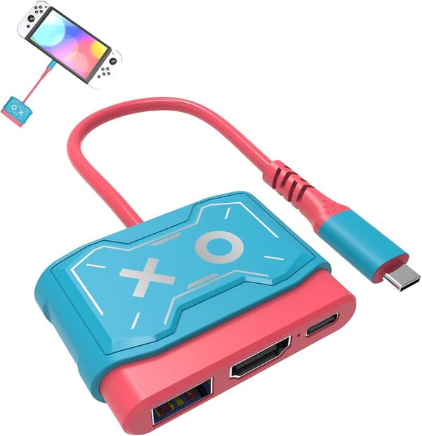 Dokkingstasjon for Nintendo Switch OLED, 3 i 1 Switch TV-adapter med 4K H