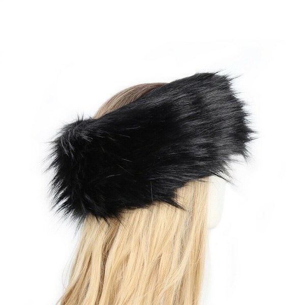 Kvinners Fluffy Faux Fur Hodebånd Lue Tykk Øre Vinter Varm Sno C