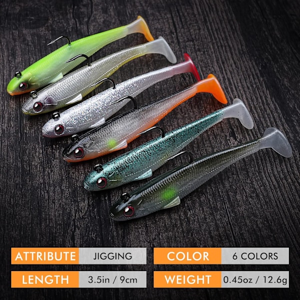Bionic Bait Sett (9cm), Myk Agnfisk for Karp, Gjedde, Ørret og Abbor, Superskarpe Kroker for Fis