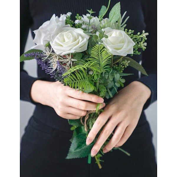 25 stk. Elfenbenshvite Kunstige Skumroser med Stilker for Bryllupsbuketter, Festlige Midtpunkter, Arrangementer (Ivory)