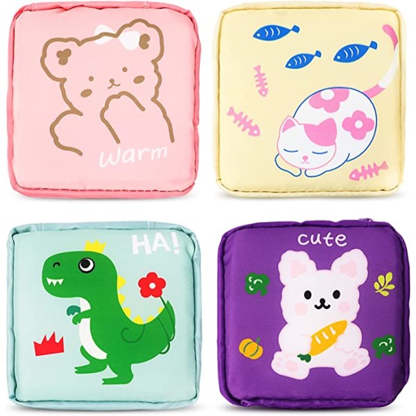 4-piece sanitary napkin storage bag (cat), portable sanitary pad