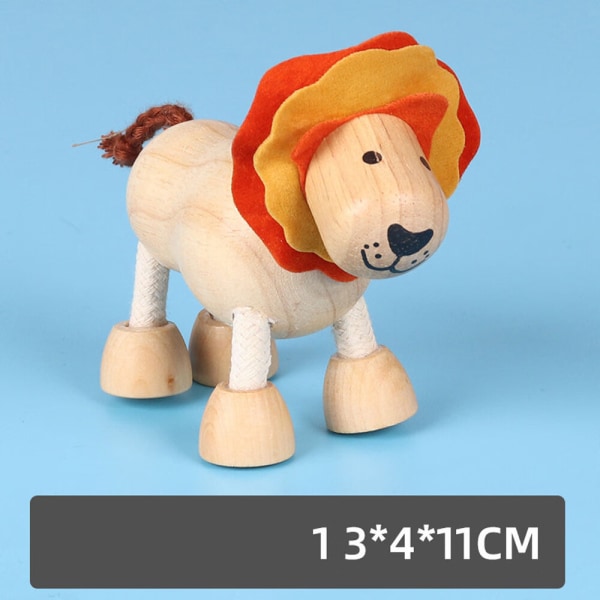 1 stk (løve) Wooden Farm Animal Toy - Wooden Animal Figurines