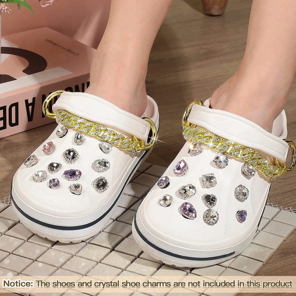 4 kpl Kulta- ja Sliver Crystal -kenkäkoruketju metalliketju S
