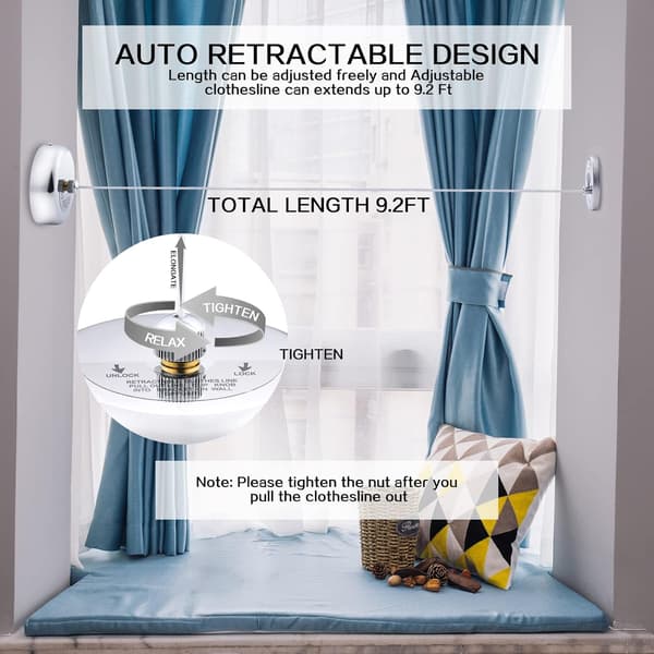 1 Retractable Clothesline, 304 Rustfritt Stål Dusjklesnor