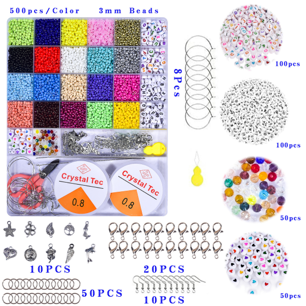 9200 stk gør-det-selv 3 mm flade runde Heishi Polymer Clay Beads Kit til Jewe