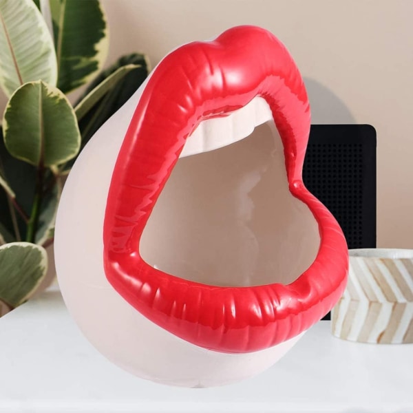 Creative Ceramic Ashtray Cigar Ash Holder Big Lips Shape Dec