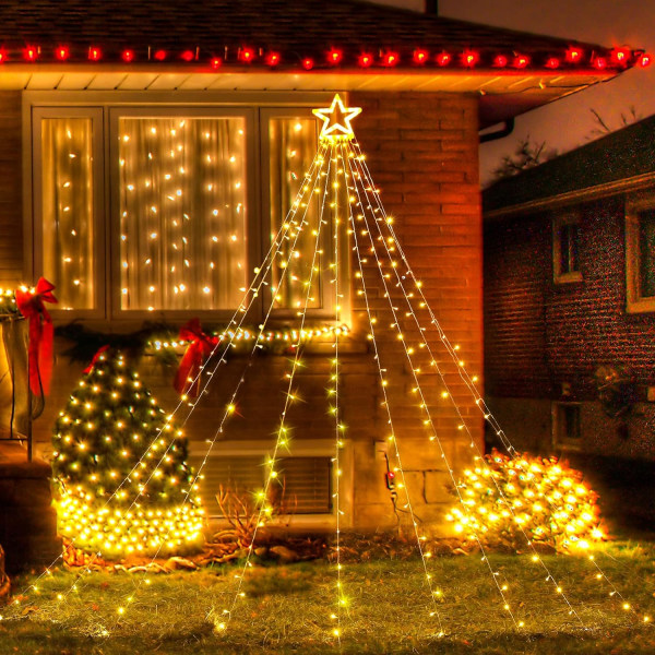 317 LED julgransljusgirlang, diameter 32 cm stjärnljusgardin