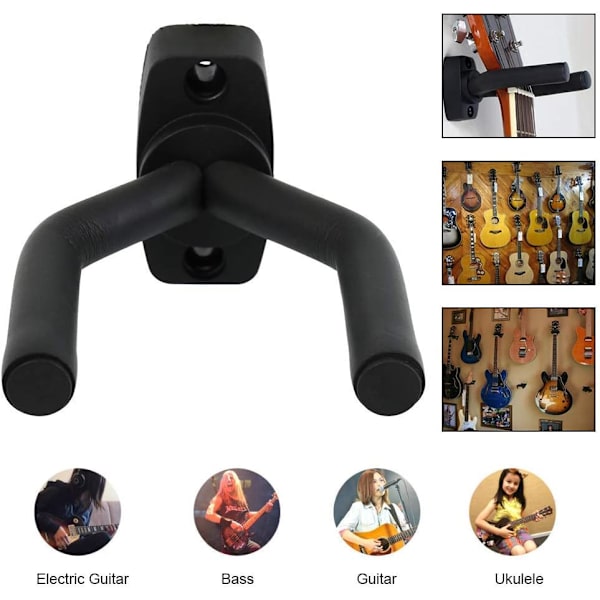 2-pack gitarrväggfäste svart gitarrhängare väggkrok