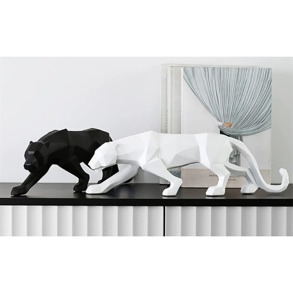 (S 26*5*8cm, vit)Panter Skulptur Prydnader Geometrisk Skulptur