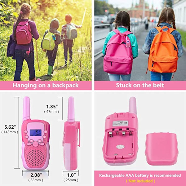 2-pak walkie-talkie legetøj til drenge og piger i alderen 3 4 5 6