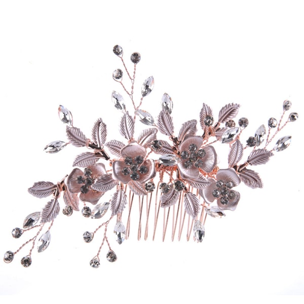 Pink/Sølv#F Bryllup Krystal Hår Vines Flower Leaf Headpieces